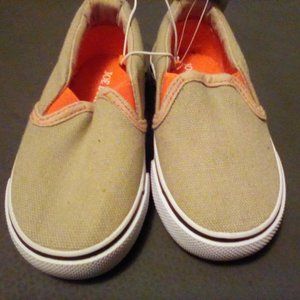 TAN ORANGE CANVAS  SLIP-ON SHOES - NWT 7